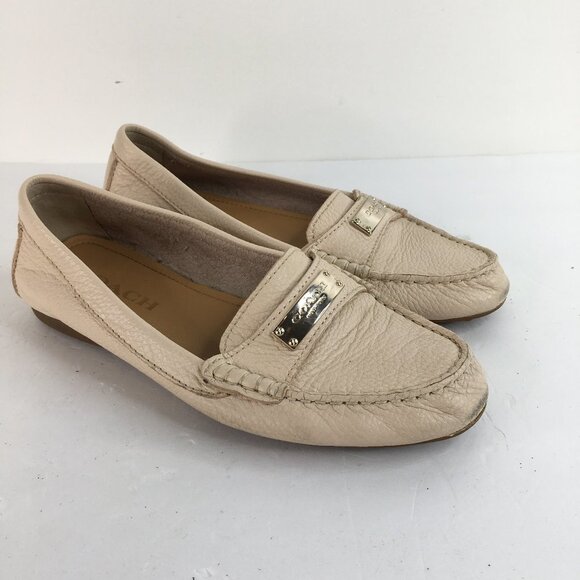 Coach  Fredrica A5175 Beige Pebble Grain Leather Slip On Loafers Size 5.5B - Picture 1 of 8